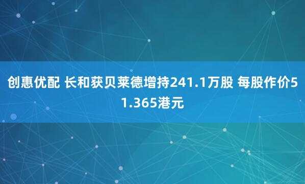 创惠优配 长和获贝莱德增持241.1万股 每股作价51.365港元